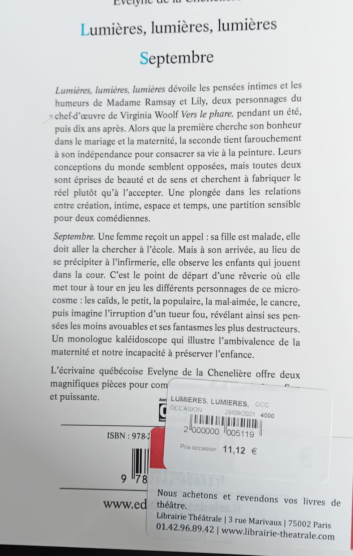 Lumières, lumières, lumières, Septembre