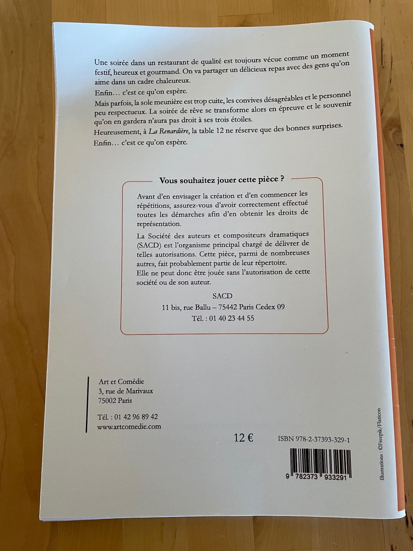 La table 12 : pièce en tableaux : livre de scène